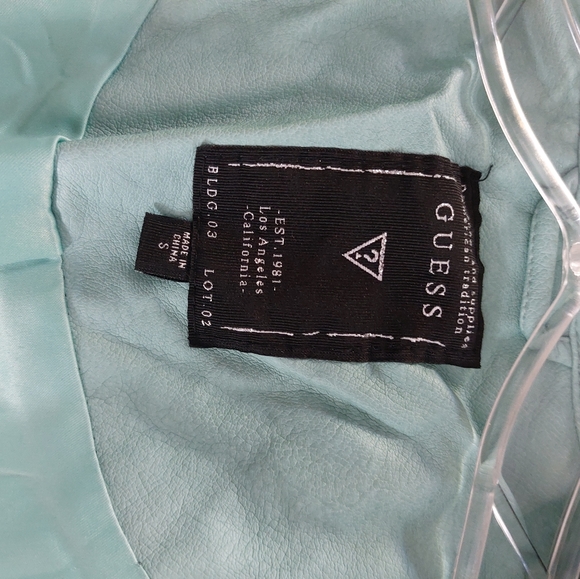 GUESS teal leather bomber - Picture 3 of 4